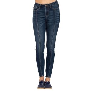 Judy Blue Jeans Womens 9/29 Mid Seam Stitch Skinny High Rise Dark Wash Strencth